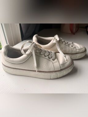 White Leather Platform Sneakers | Chunky Casual Lace Up Shoes